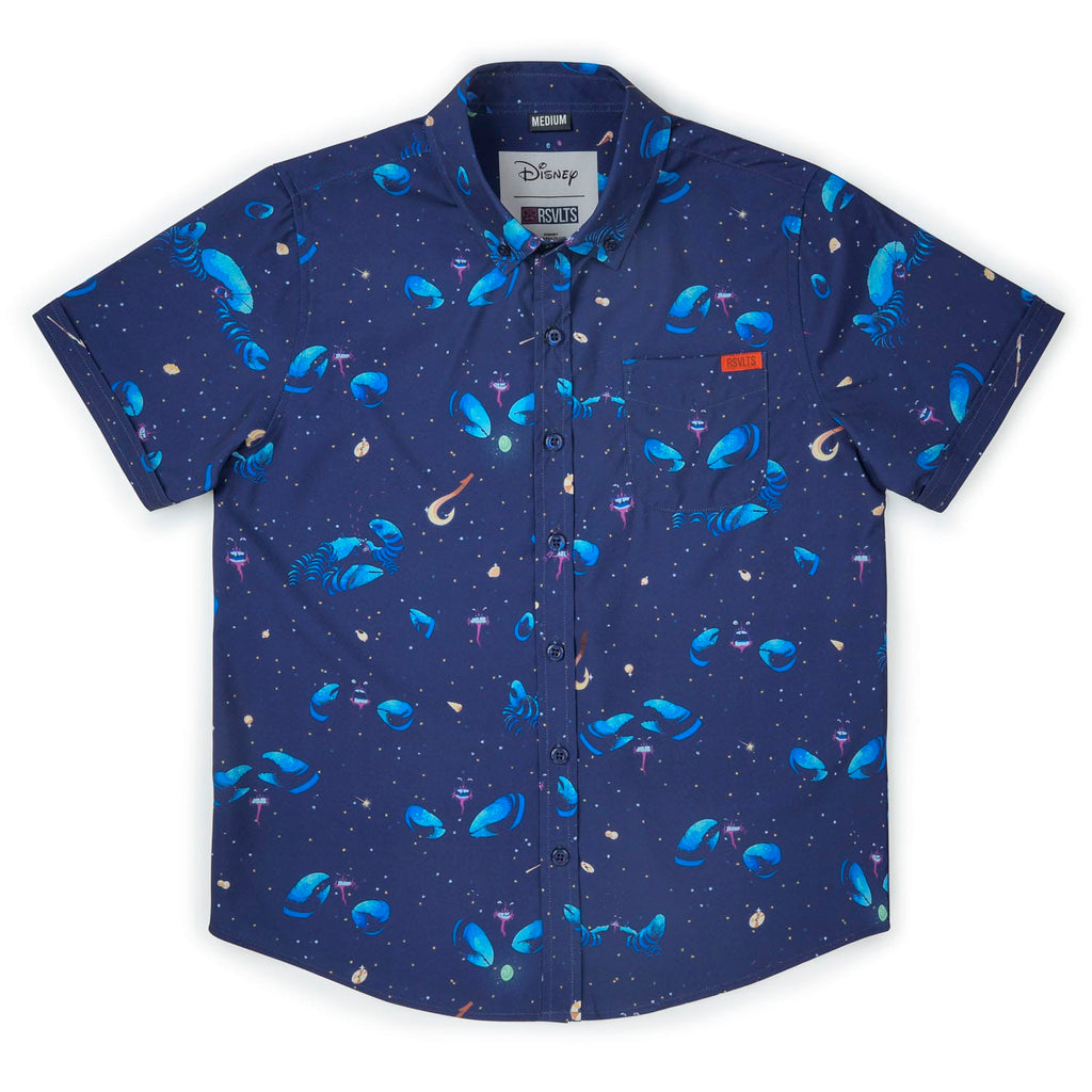 RSVLTS I’d Rather Be Shiny Youth KUNUFLEX Short Sleeve Shirt in Blue — detail 4