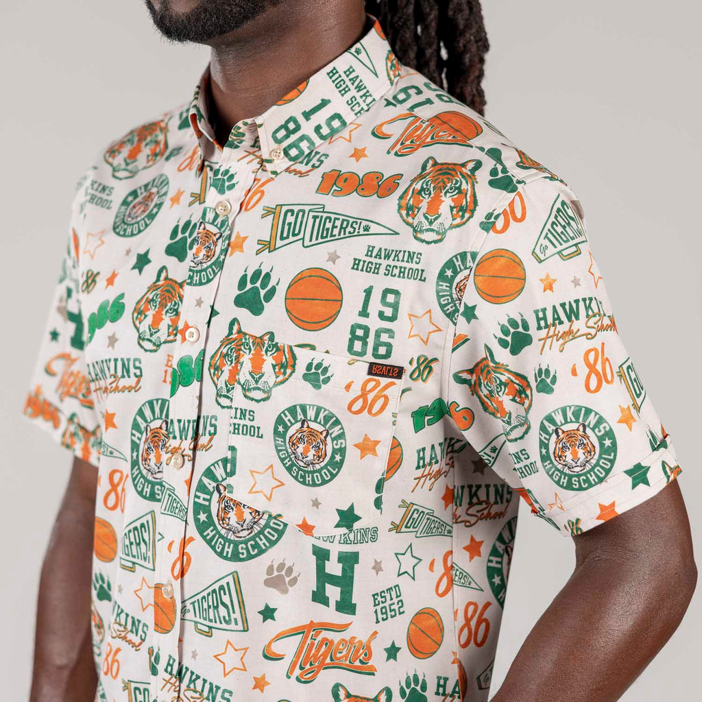 RSVLTS Go Tigers! KUNUFLEX Short Sleeve Shirt in Green — detail 5