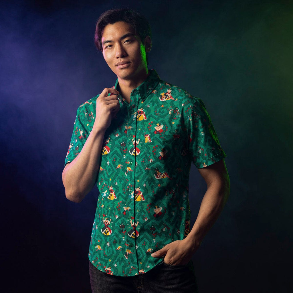 RSVLTS Off with Their Heads! KUNUFLEX Short Sleeve Shirt in Green — detail 4