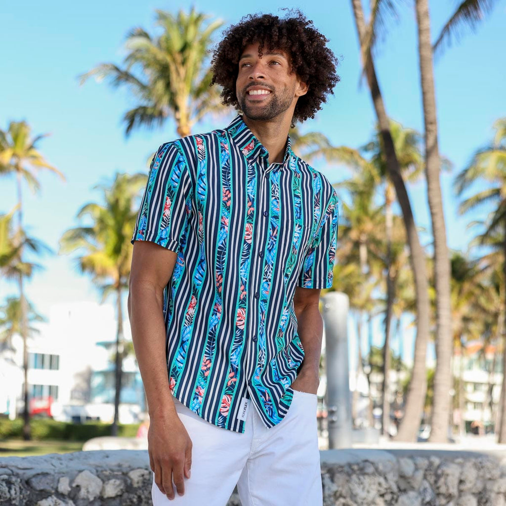 RSVLTS Dream Between the Lines KUNUFLEX Short Sleeve Shirt in Blue — detail 3
