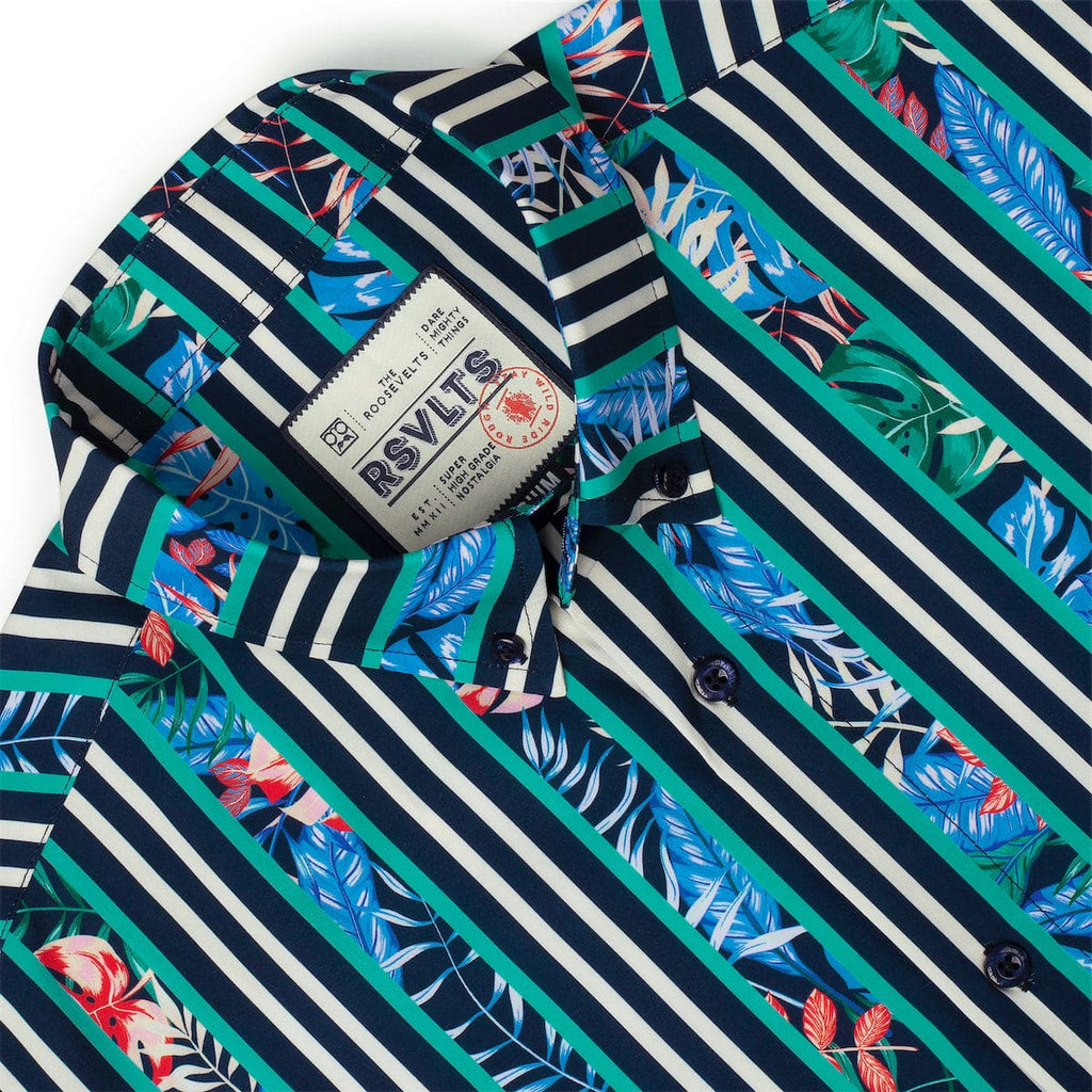 RSVLTS Dream Between the Lines KUNUFLEX Short Sleeve Shirt in Blue — detail 6