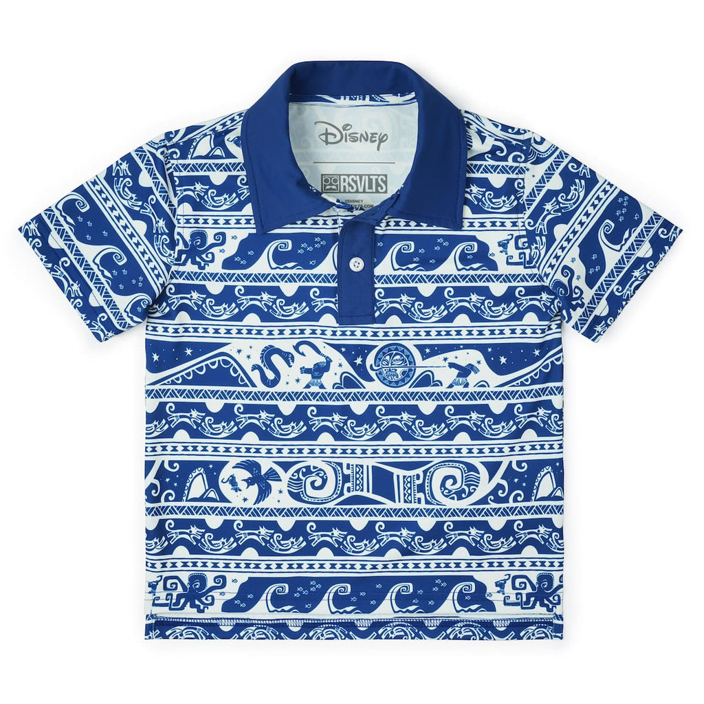 RSVLTS You’re Welcome Preschool All-Day Polo in Blue — front view