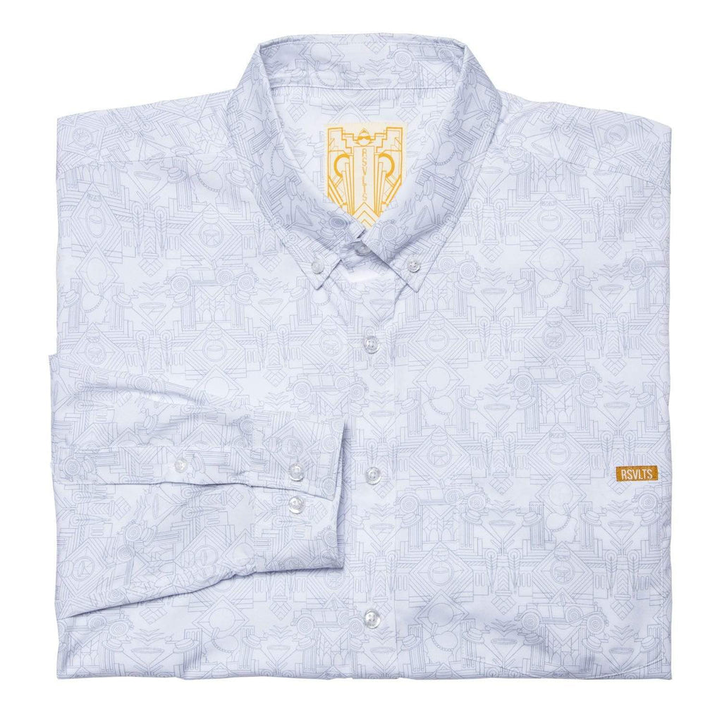 RSVLTS The Speakeasy Long Sleeve Shirt in White — front view