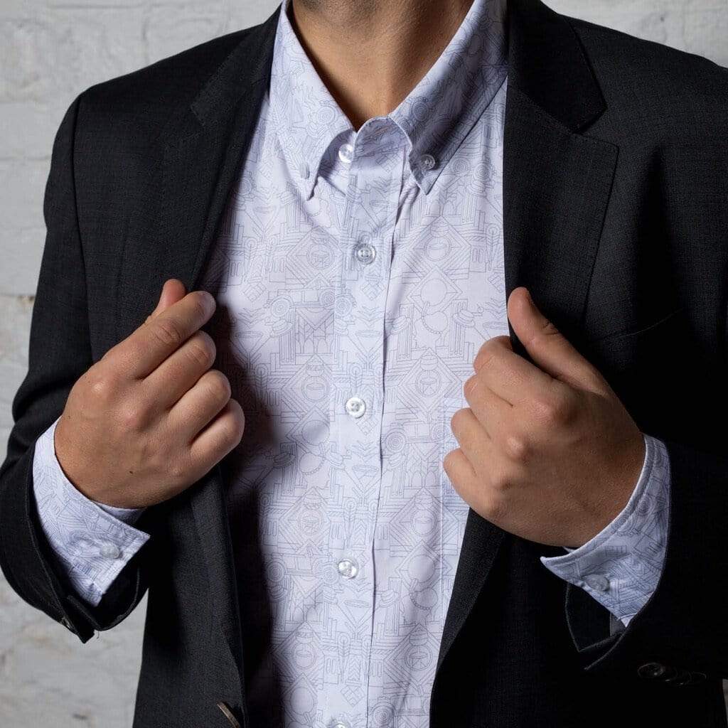 RSVLTS The Speakeasy Long Sleeve Shirt in White — detail 5