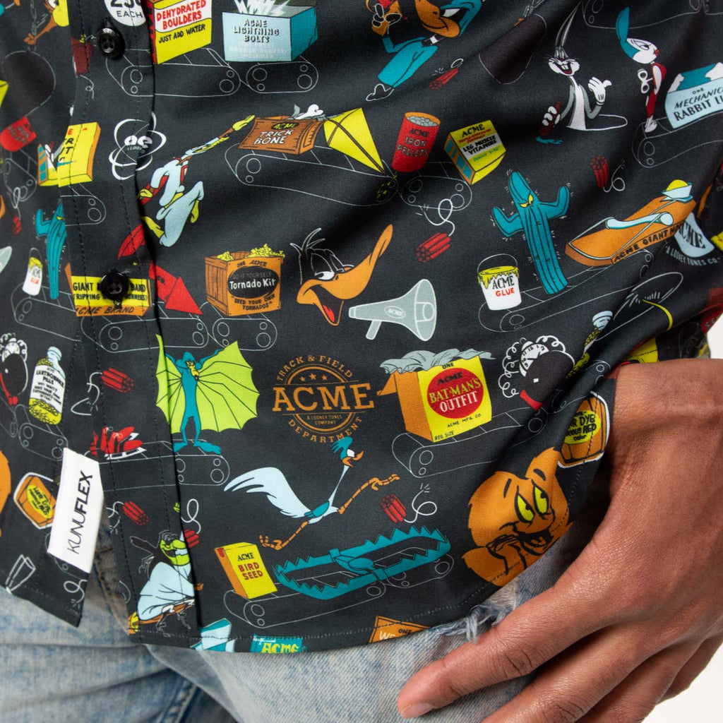 RSVLTS The ACME Catalog KUNUFLEX Short Sleeve Shirt in Gray — front view