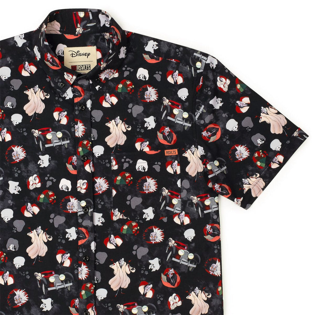 RSVLTS Perfectly Wretched KUNUFLEX Short Sleeve Shirt in Black — front view