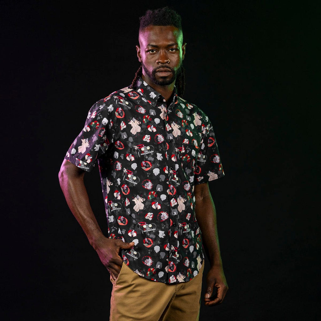 RSVLTS Perfectly Wretched KUNUFLEX Short Sleeve Shirt in Black — detail 4