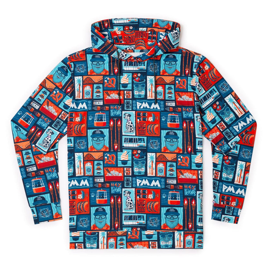 RSVLTS Hey, Friends Performance Hoodie in Blue — front view