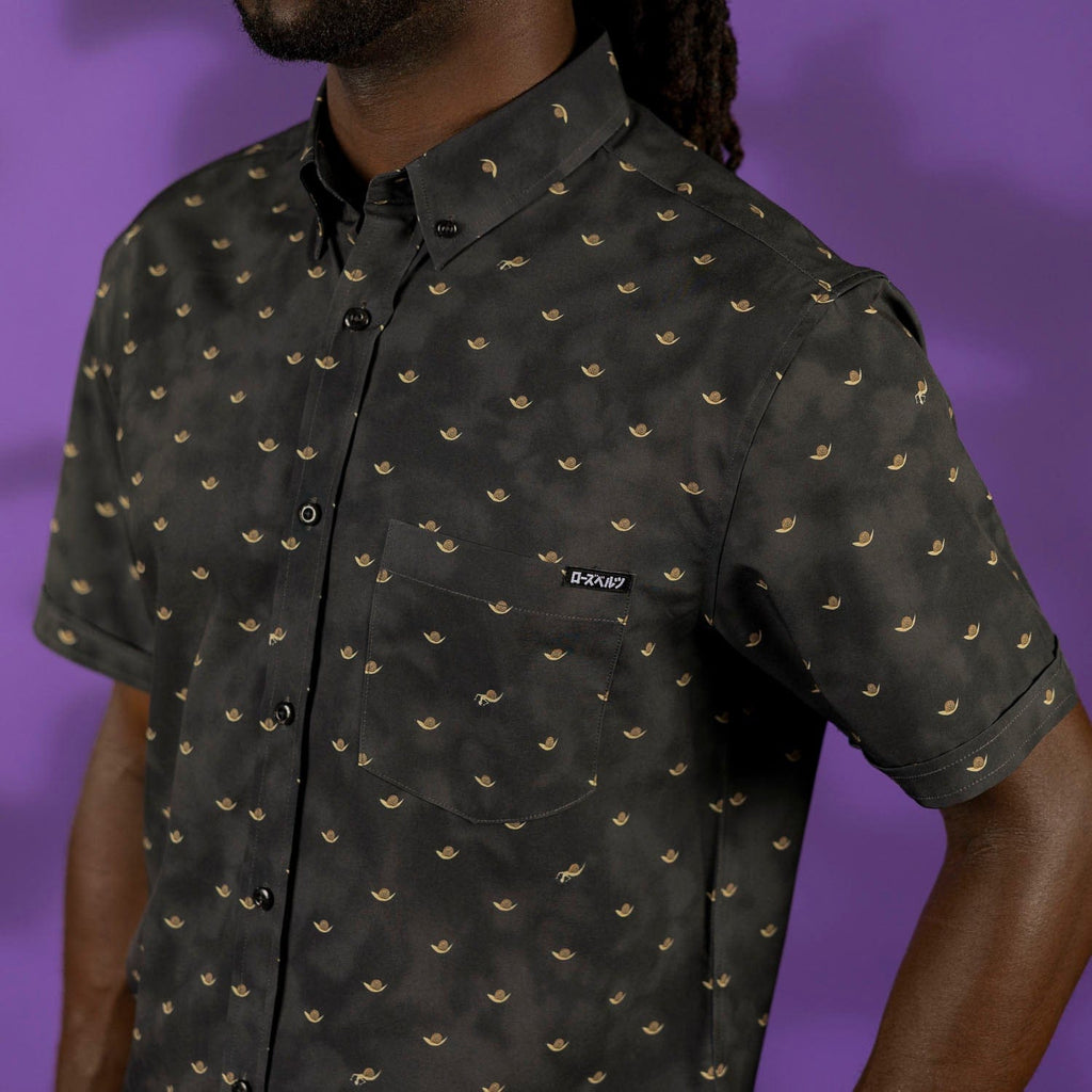 RSVLTS It’s Tsumura! KUNUFLEX Short Sleeve Shirt in Black — detail 4