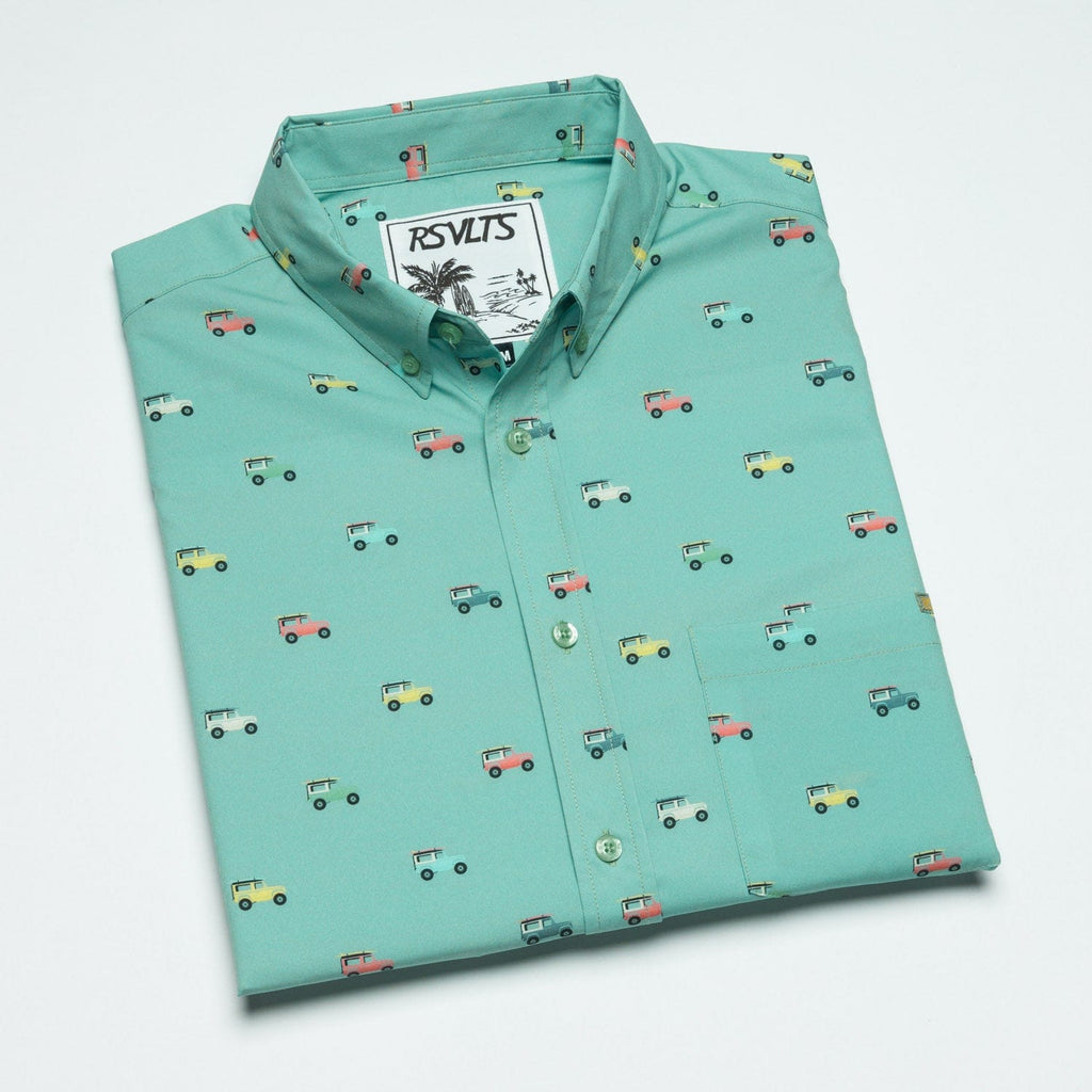 RSVLTS Beach Cruiser KUNUFLEX Short Sleeve Shirt in Green — detail 9