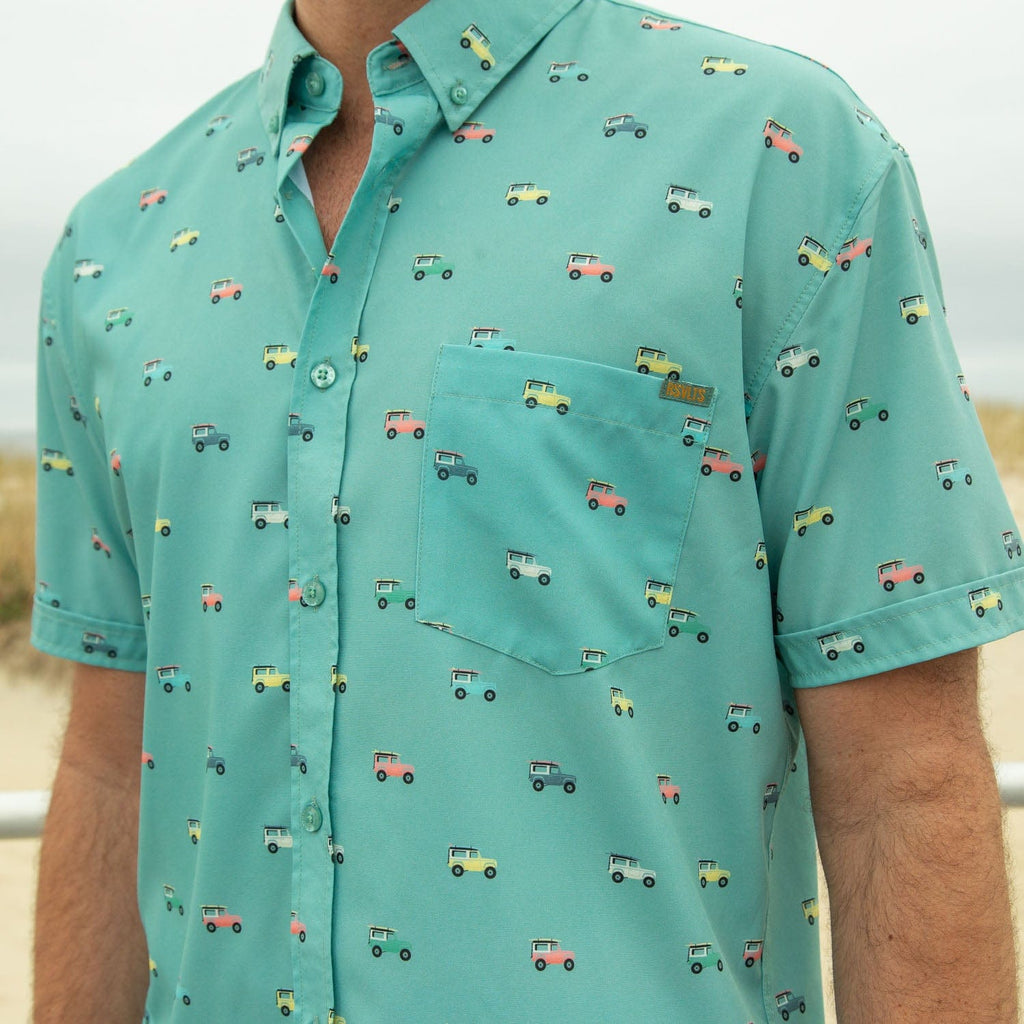 RSVLTS Beach Cruiser KUNUFLEX Short Sleeve Shirt in Green — detail 5