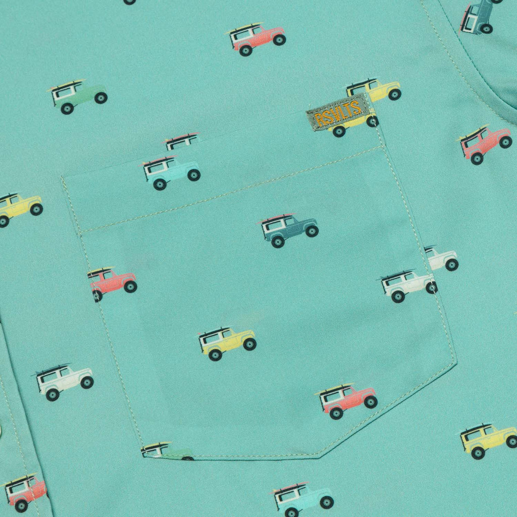 RSVLTS Beach Cruiser KUNUFLEX Short Sleeve Shirt in Green — detail 7