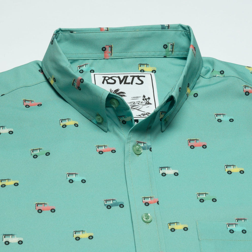 RSVLTS Beach Cruiser KUNUFLEX Short Sleeve Shirt in Green — detail 6
