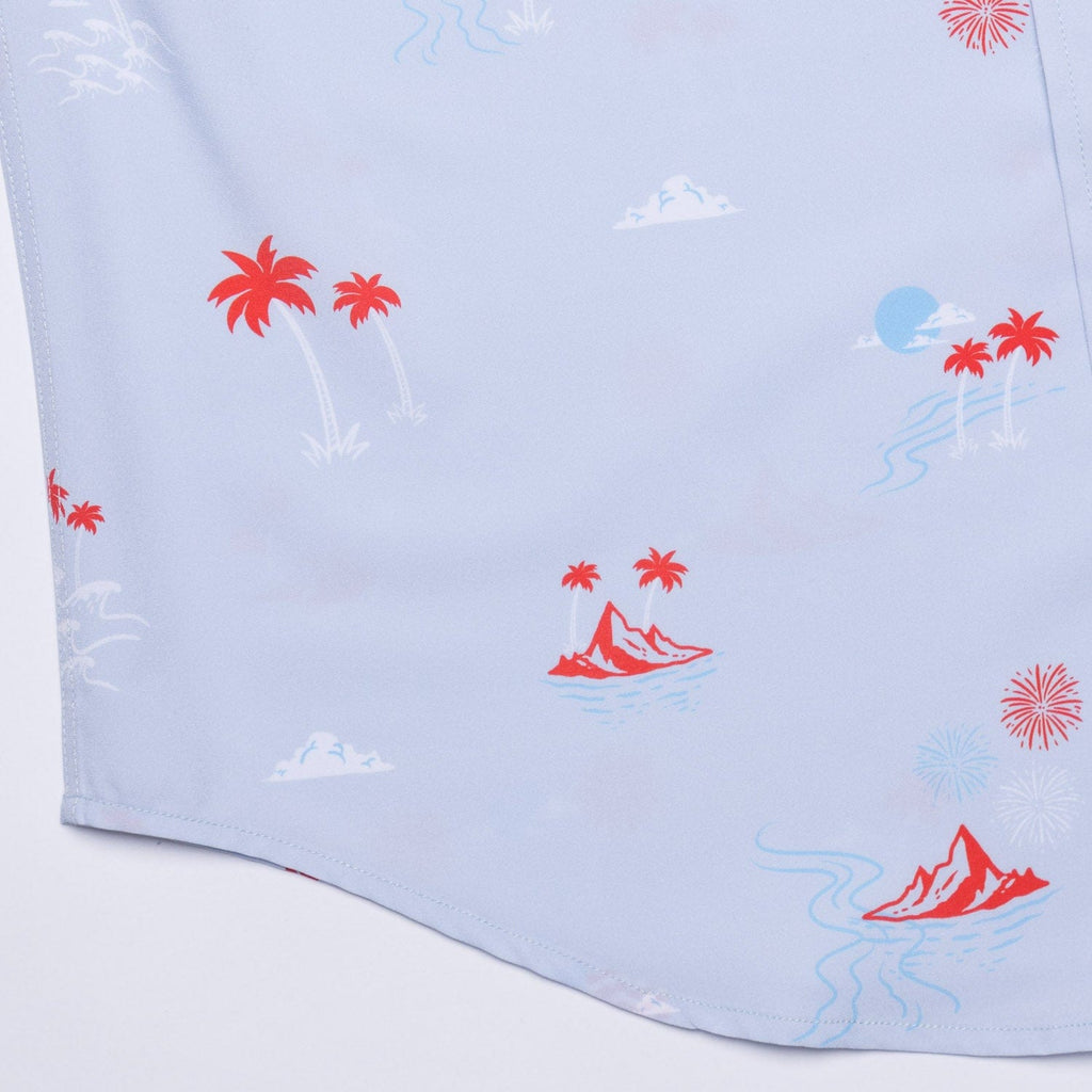 RSVLTS Sea To Shining Sea KUNUFLEX Short Sleeve Shirt in Blue — detail 3