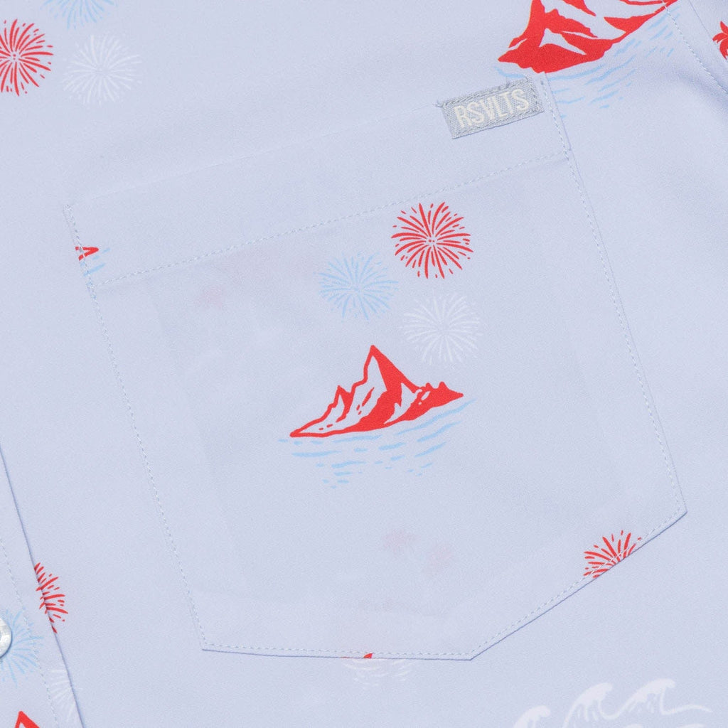 RSVLTS Sea To Shining Sea KUNUFLEX Short Sleeve Shirt in Blue — detail 5