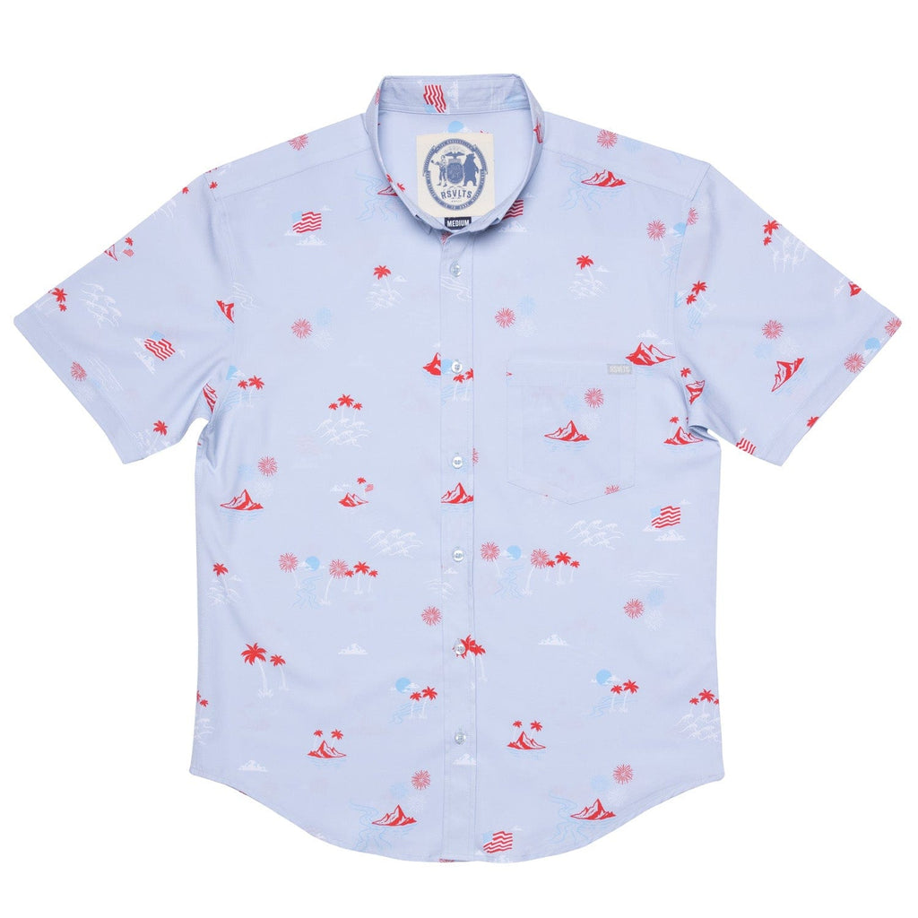RSVLTS Sea To Shining Sea KUNUFLEX Short Sleeve Shirt in Blue — detail 2