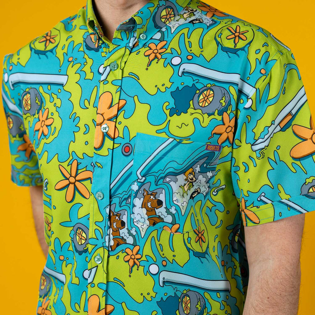 RSVLTS Road Trippin KUNUFLEX Short Sleeve Shirt in Blue — detail 6