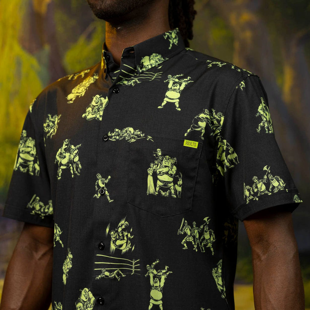 RSVLTS Ogre Fight KUNUFLEX Short Sleeve Shirt in Black — detail 11