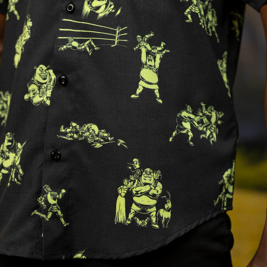 RSVLTS Ogre Fight KUNUFLEX Short Sleeve Shirt in Black — detail 9