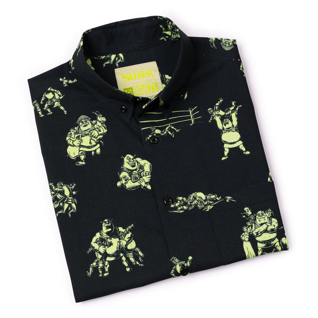 RSVLTS Ogre Fight KUNUFLEX Short Sleeve Shirt in Black — detail 12
