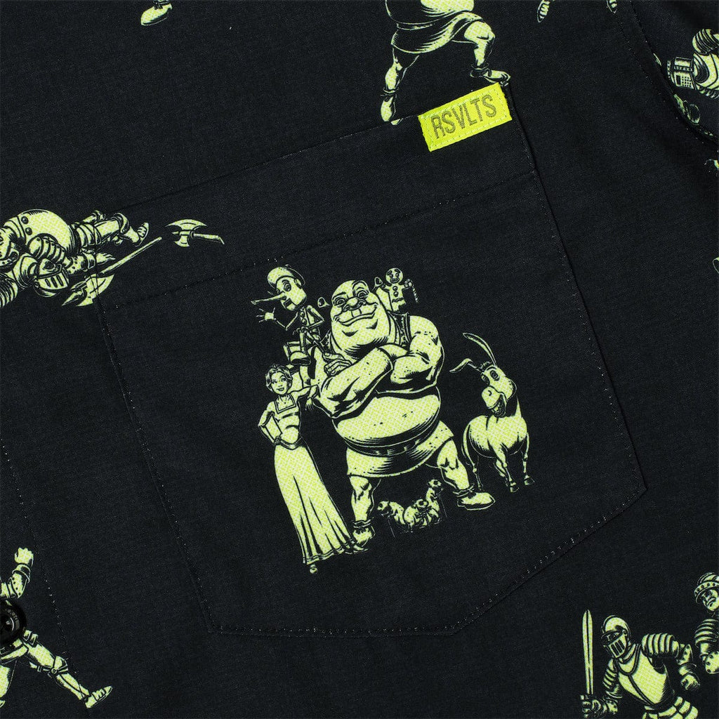 RSVLTS Ogre Fight KUNUFLEX Short Sleeve Shirt in Black — detail 10