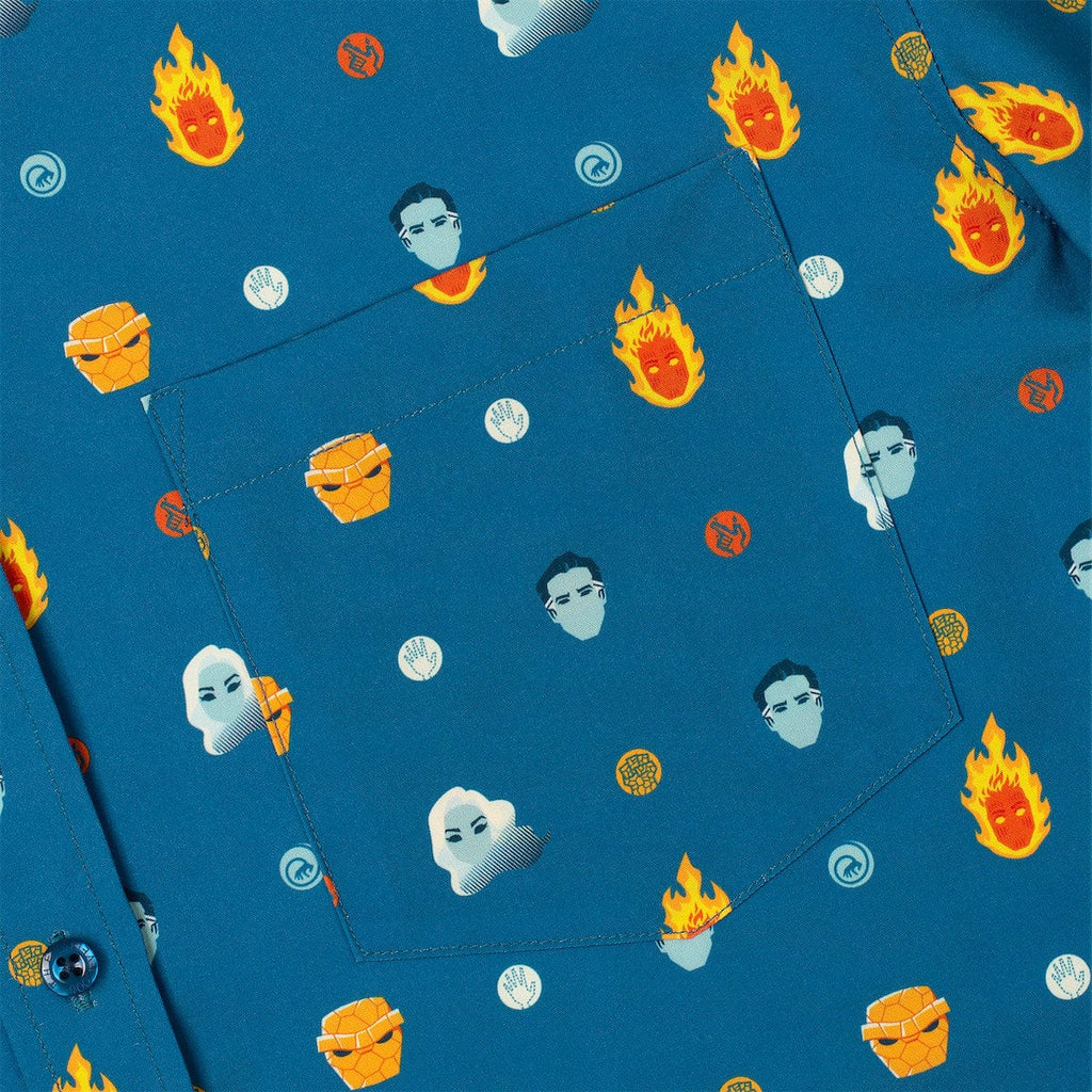 RSVLTS Fantastic Faces KUNUFLEX Short Sleeve Shirt in Blue — detail 7