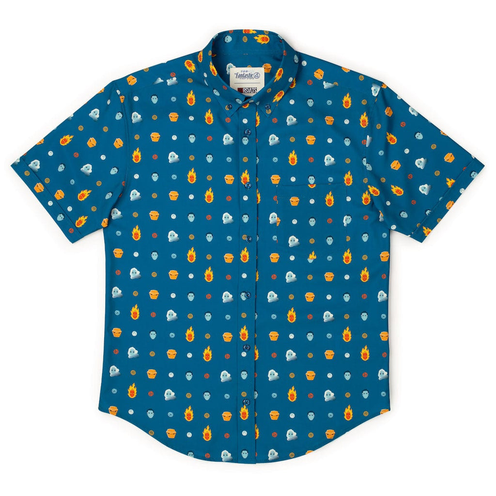 RSVLTS Fantastic Faces KUNUFLEX Short Sleeve Shirt in Blue — detail 9