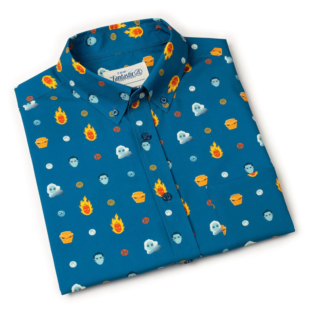 RSVLTS Fantastic Faces KUNUFLEX Short Sleeve Shirt in Blue — detail 12
