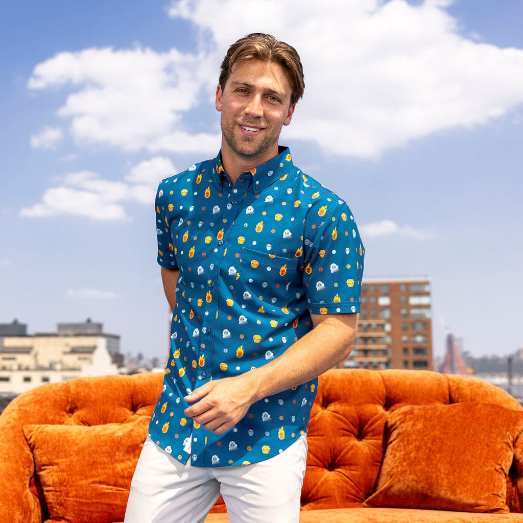 RSVLTS Fantastic Faces KUNUFLEX Short Sleeve Shirt in Blue — detail 6