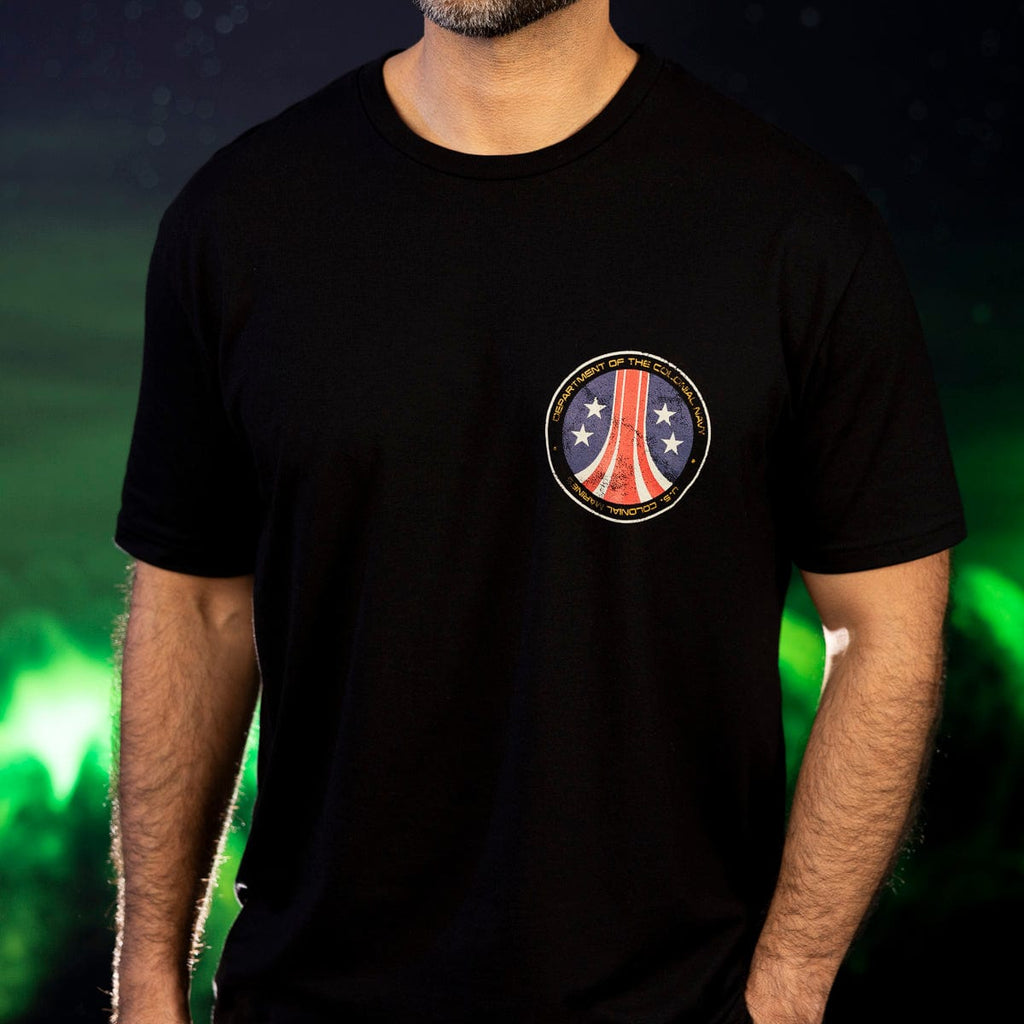 RSVLTS Department of the Colonial Navy Crewneck Tee in Black — detail 8