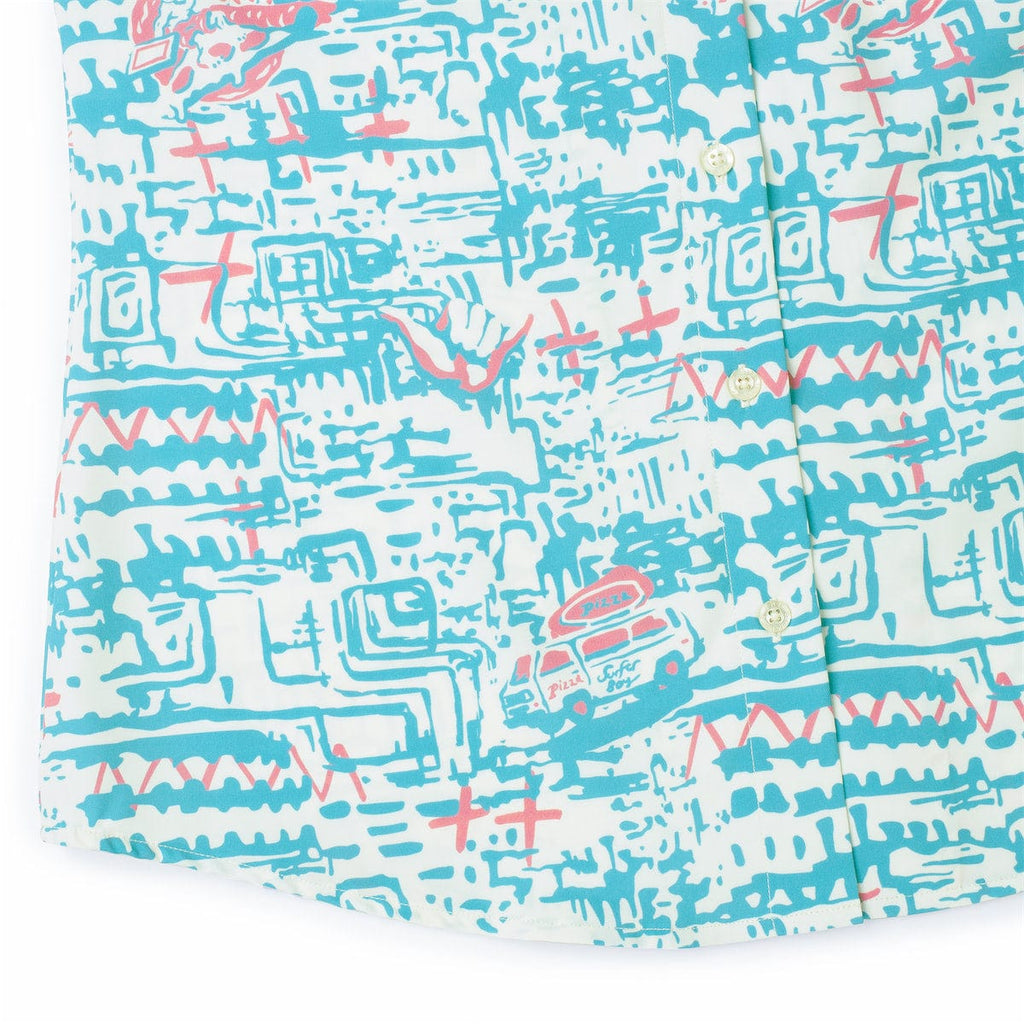 RSVLTS Surfer Boy Pizza Women's KUNUFLEX Short Sleeve Shirt in Blue — detail 13