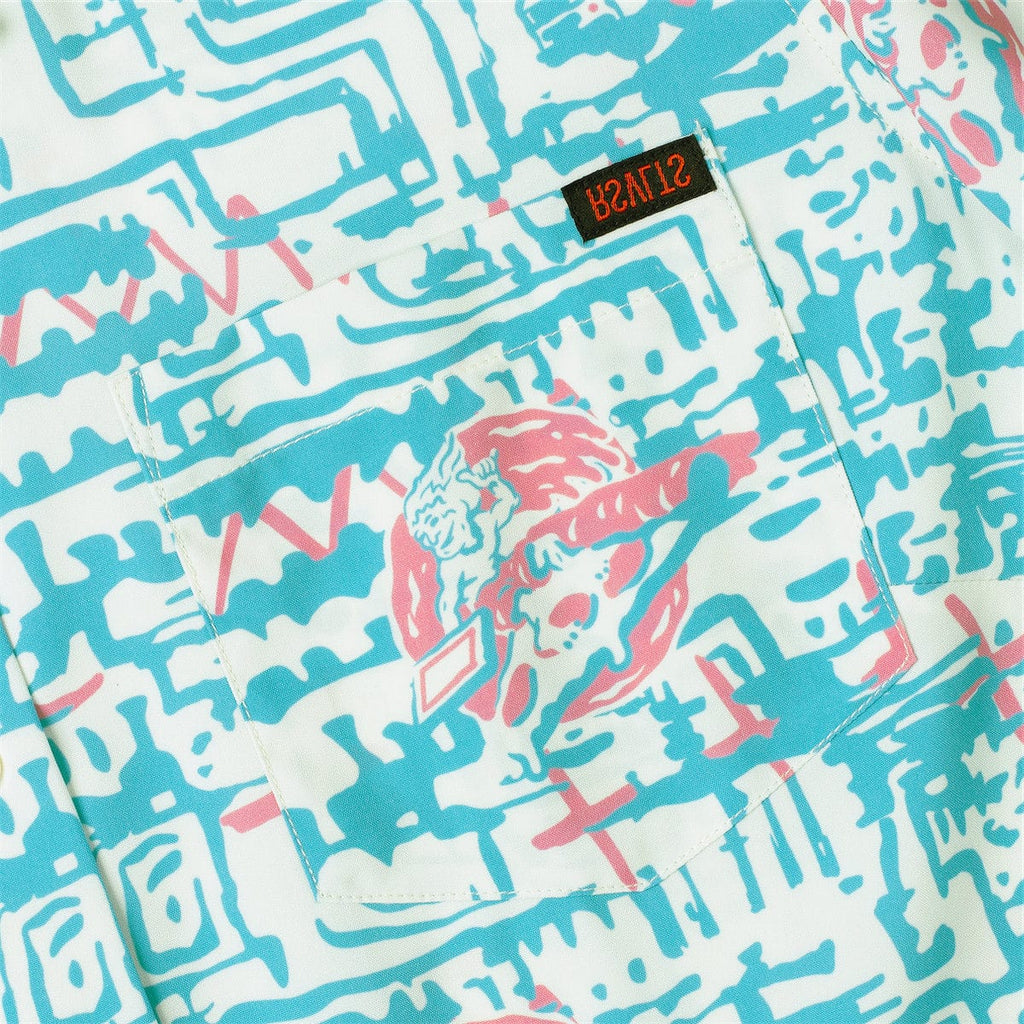 RSVLTS Surfer Boy Pizza Women's KUNUFLEX Short Sleeve Shirt in Blue — detail 10