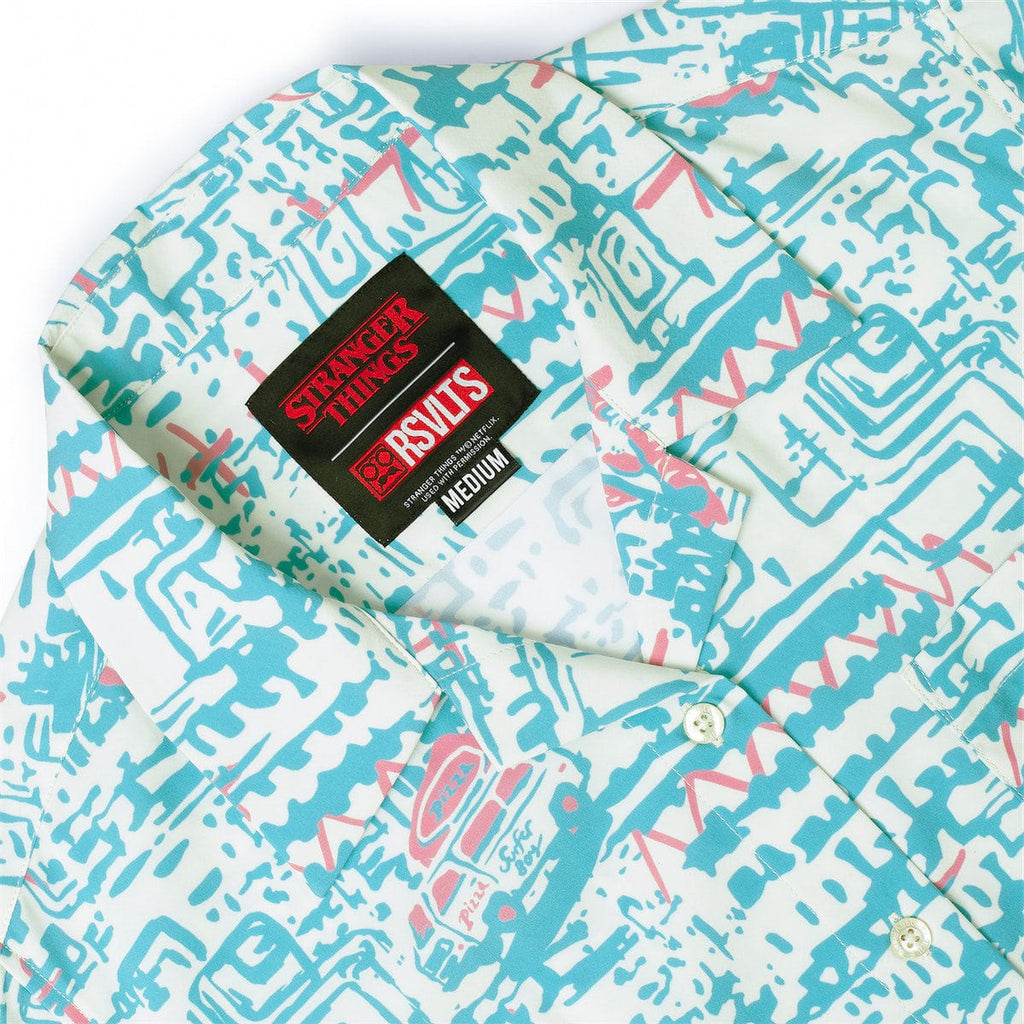 RSVLTS Surfer Boy Pizza Women's KUNUFLEX Short Sleeve Shirt in Blue — detail 12
