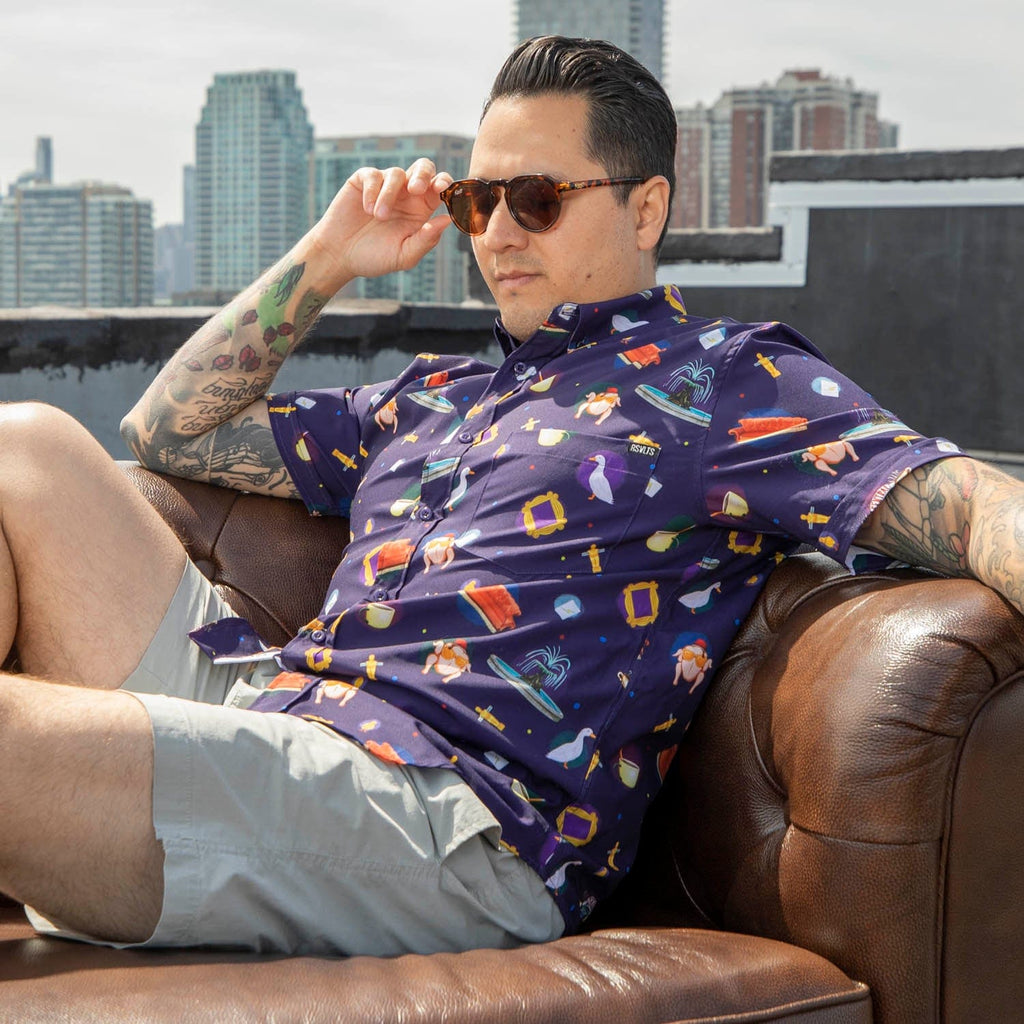 RSVLTS The One With Everything KUNUFLEX Short Sleeve Shirt in Purple — detail 8