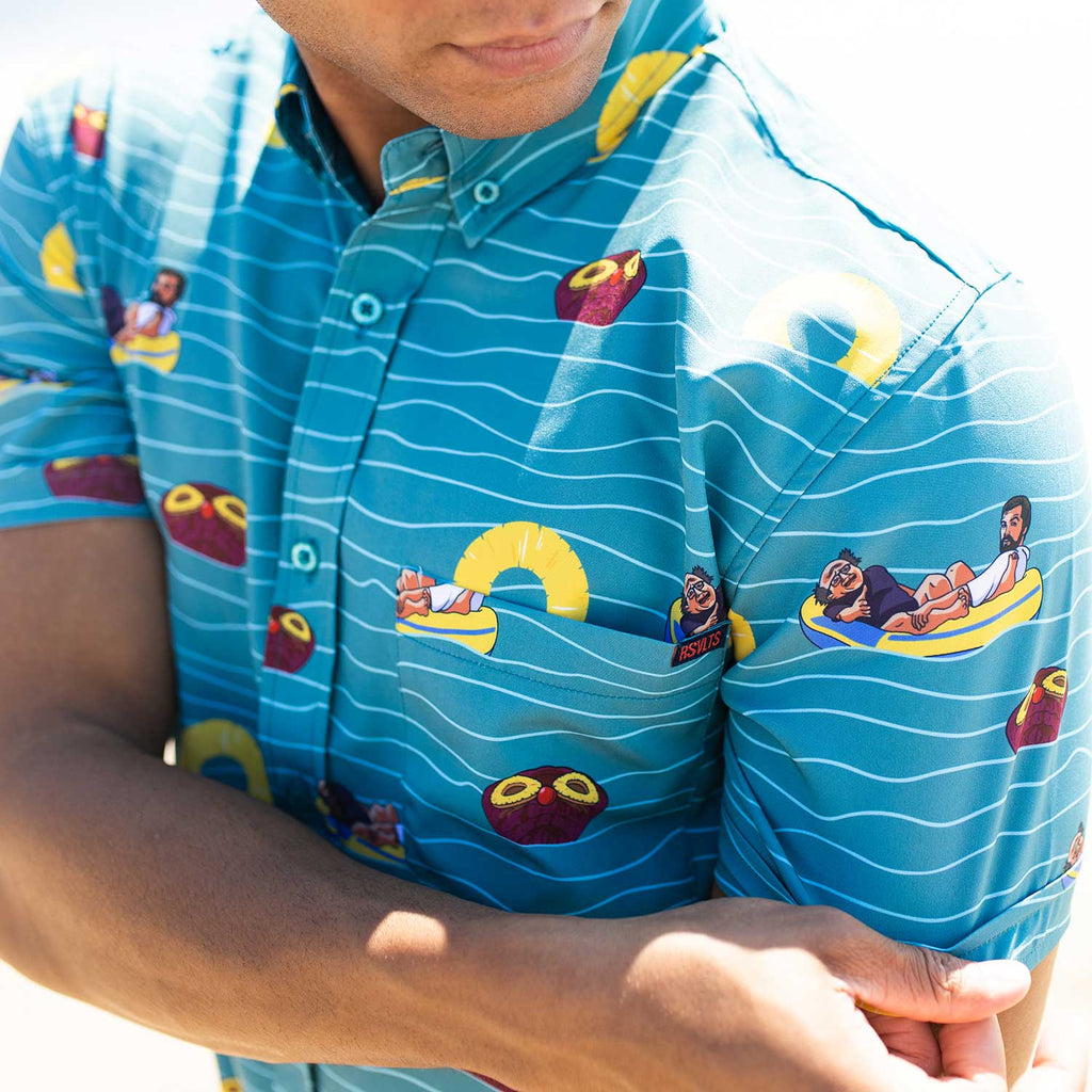 RSVLTS Rum Ham KUNUFLEX Short Sleeve Shirt in Blue — detail 13