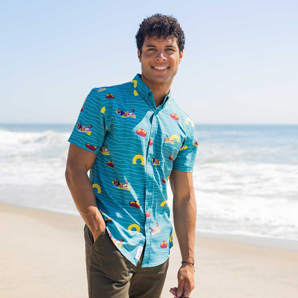 RSVLTS Rum Ham KUNUFLEX Short Sleeve Shirt in Blue — detail 10