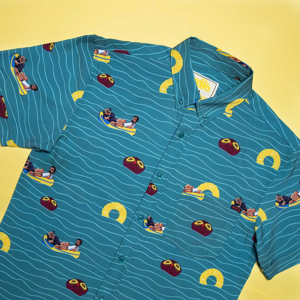 RSVLTS Rum Ham KUNUFLEX Short Sleeve Shirt in Blue — detail 12