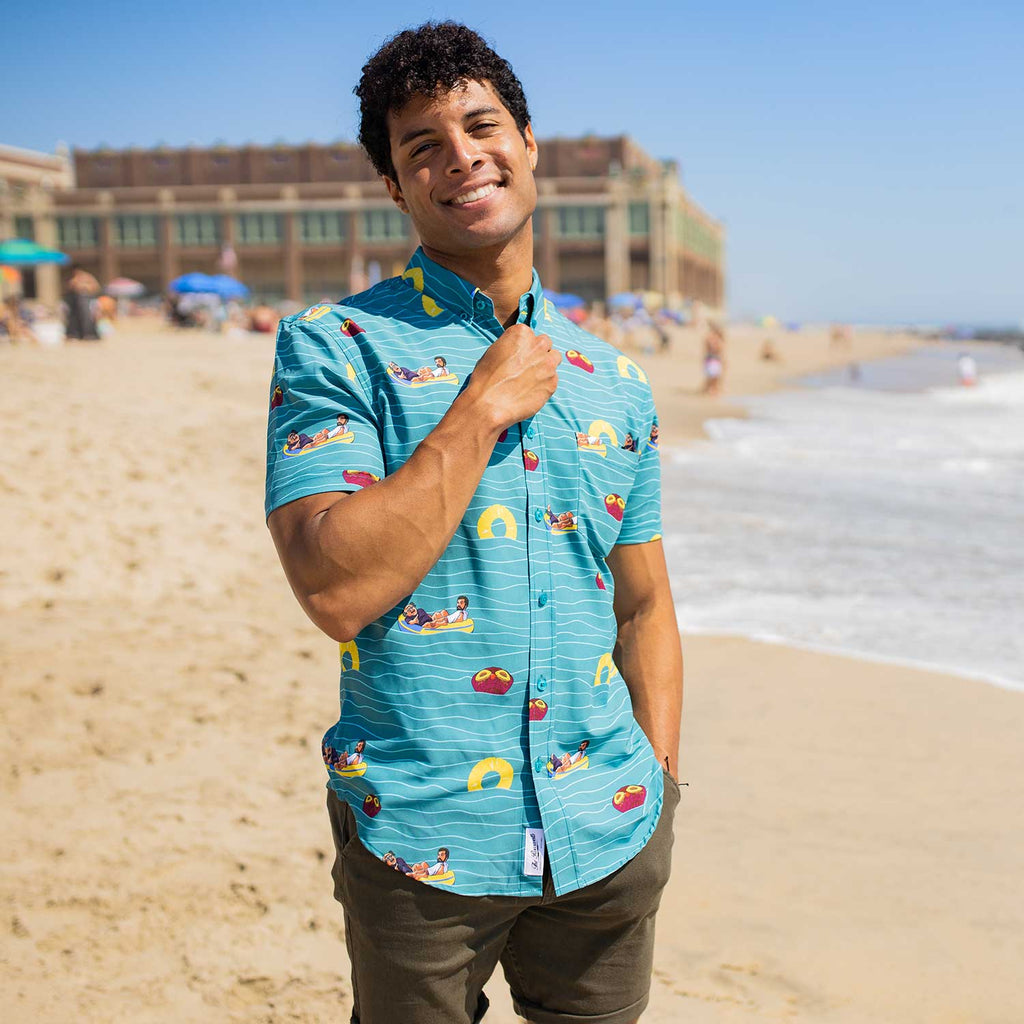 RSVLTS Rum Ham KUNUFLEX Short Sleeve Shirt in Blue — detail 4