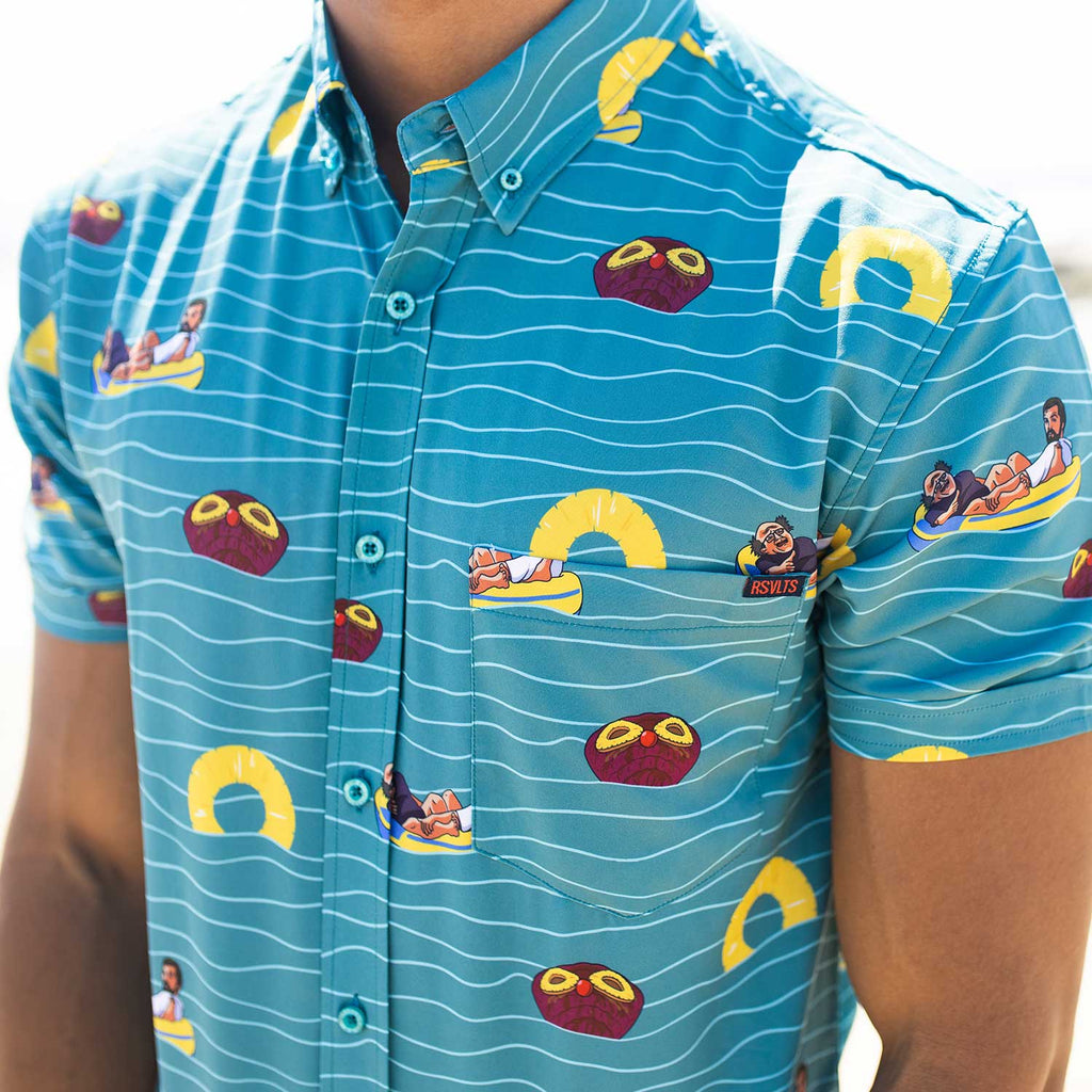 RSVLTS Rum Ham KUNUFLEX Short Sleeve Shirt in Blue — detail 6