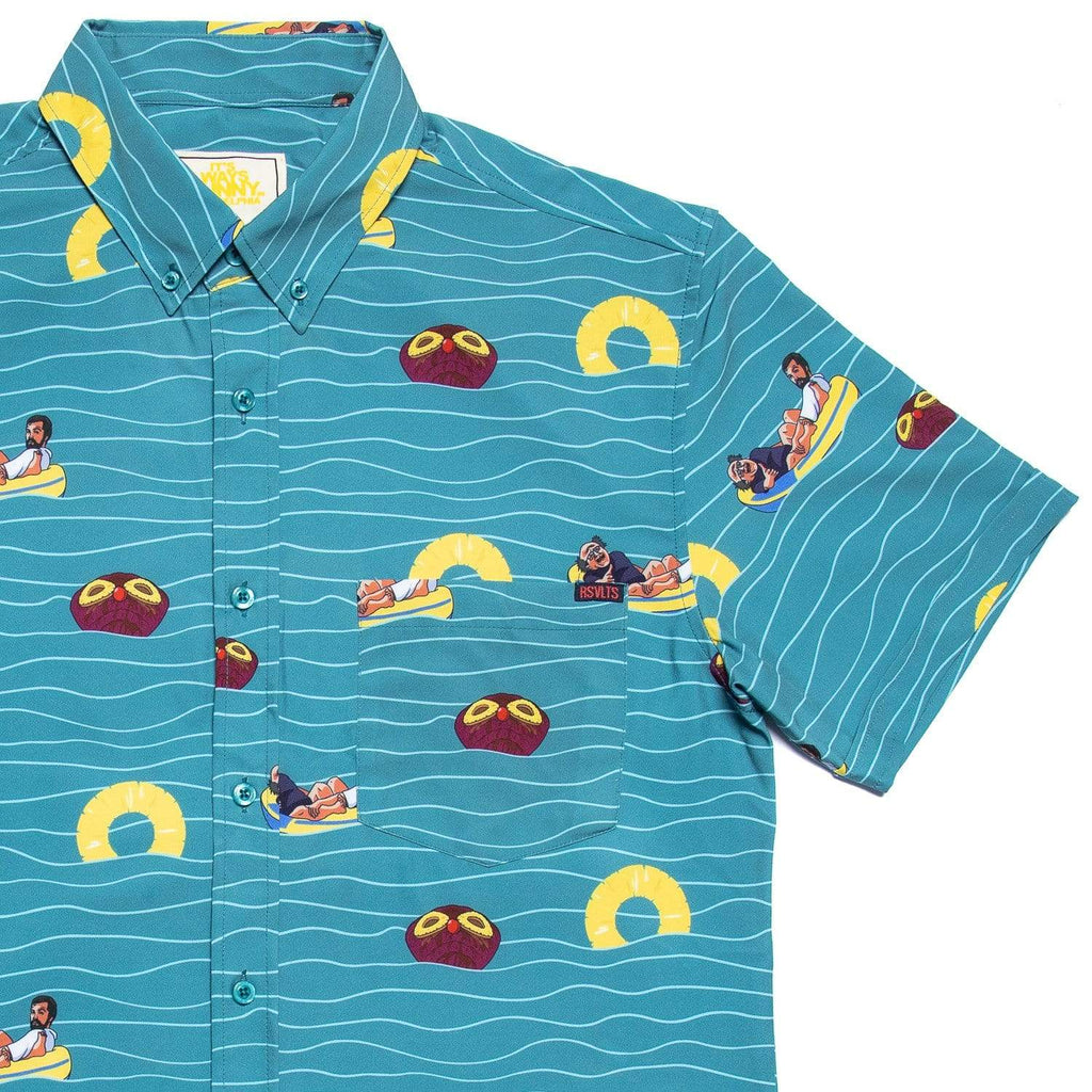 RSVLTS Rum Ham KUNUFLEX Short Sleeve Shirt in Blue — front view