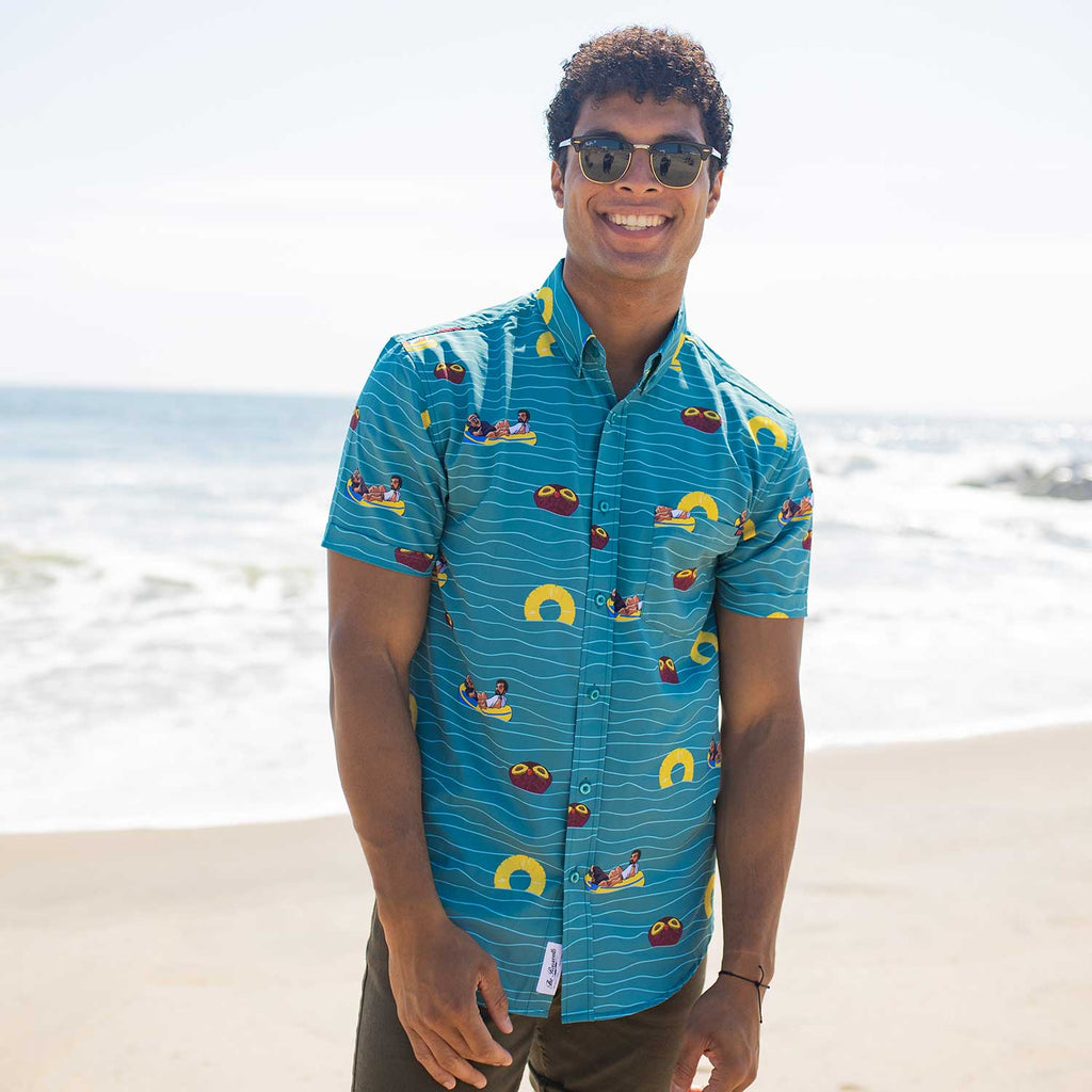 RSVLTS Rum Ham KUNUFLEX Short Sleeve Shirt in Blue — detail 14