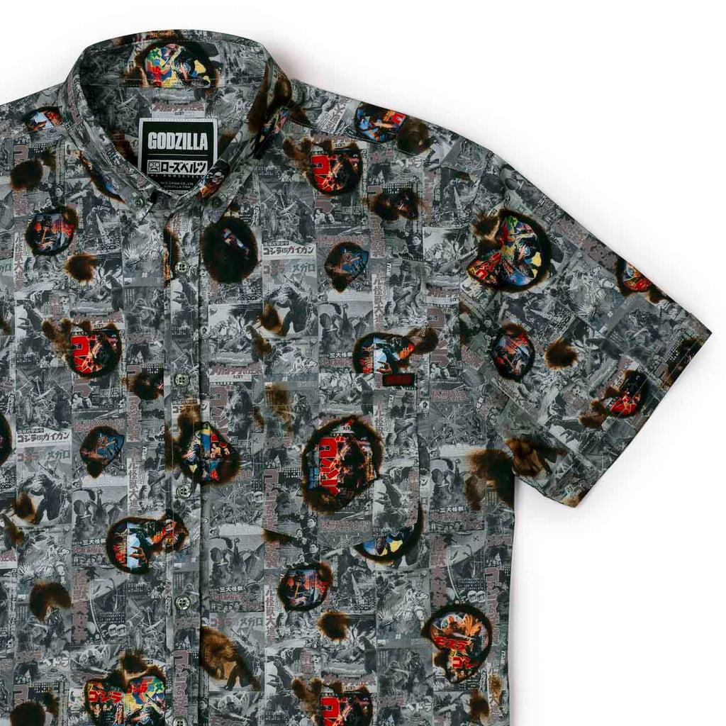 RSVLTS Silver Screen Scorcher KUNUFLEX Short Sleeve Shirt in Gray — front view