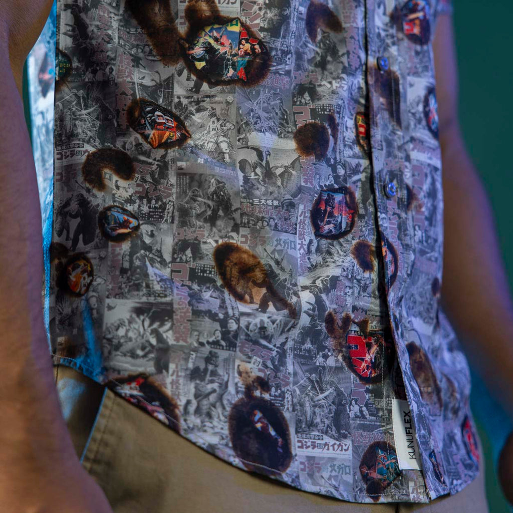 RSVLTS Silver Screen Scorcher KUNUFLEX Short Sleeve Shirt in Gray — detail 6