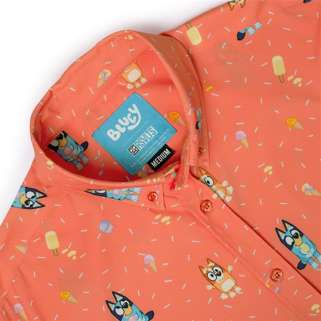 RSVLTS Don’t Let It Melt KUNUFLEX Short Sleeve Shirt in Orange — detail 5