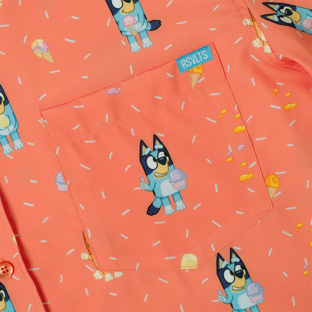 RSVLTS Don’t Let It Melt KUNUFLEX Short Sleeve Shirt in Orange — detail 6