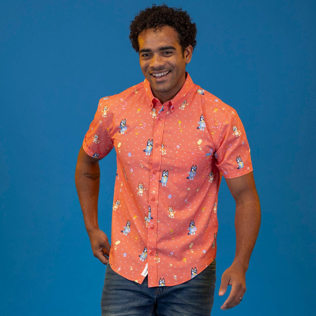 RSVLTS Don’t Let It Melt KUNUFLEX Short Sleeve Shirt in Orange — detail 2