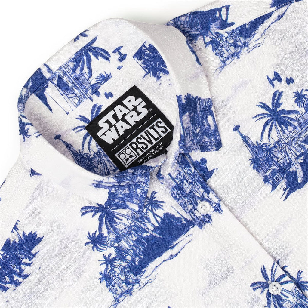 RSVLTS Tide of the Battle Bamboo Short Sleeve Shirt in Blue — detail 7