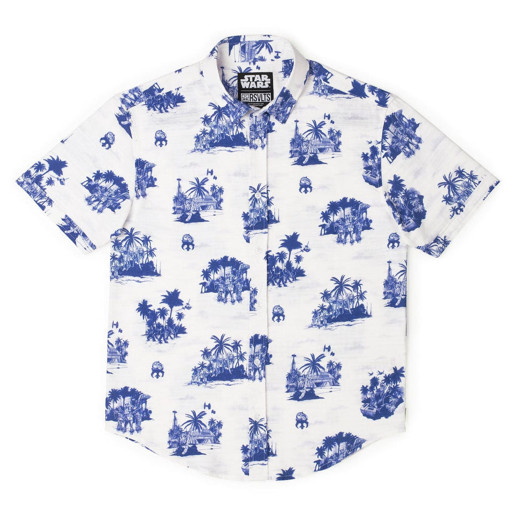 RSVLTS Tide of the Battle Bamboo Short Sleeve Shirt in Blue — detail 6