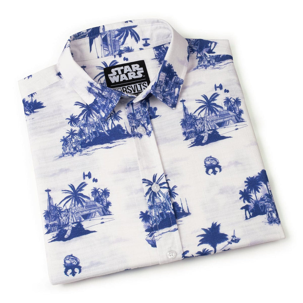RSVLTS Tide of the Battle Bamboo Short Sleeve Shirt in Blue — detail 9
