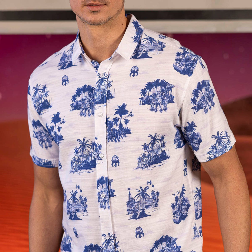 RSVLTS Tide of the Battle Bamboo Short Sleeve Shirt in Blue — detail 5
